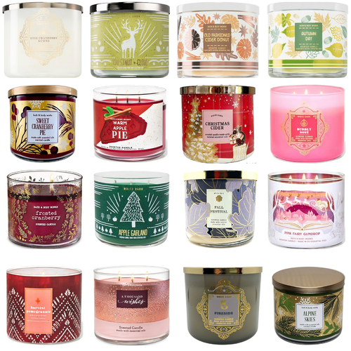 New Bath And Body Works Large Scented 3Wick Candle, (Christmas Theme