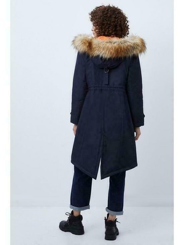 French Connection Carmen Parka Long Sleeve Hooded Coat Blue Size 8 - Picture 3 of 9