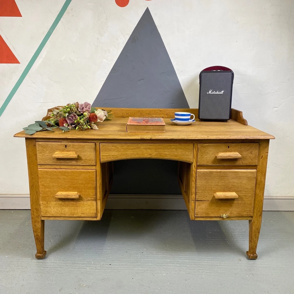 Vintage oak desk deals