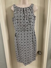Chaps B&W Sleeveless Geometric Pattern Sheath Dress Size 6 EUC