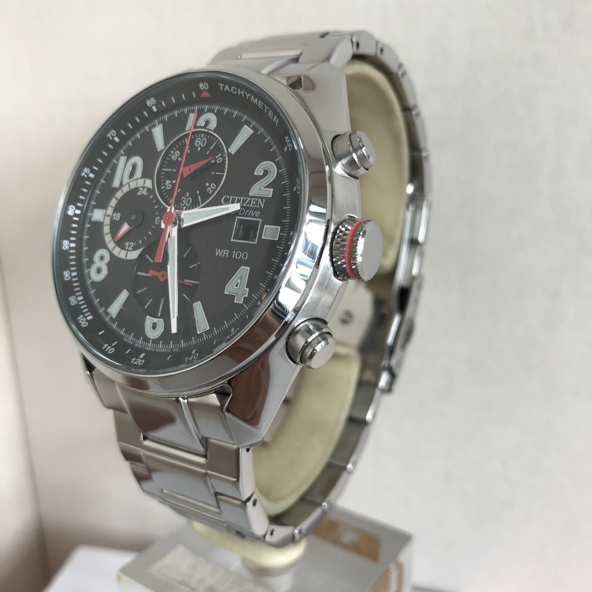 Citizen Men's Eco-Drive Red Crown Chronograph S Stainless Steel