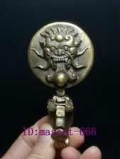Antiguo Chino Bronce Tallado Dragón Hebilla Llave o Cuchillo Gancho Decoración Regalo