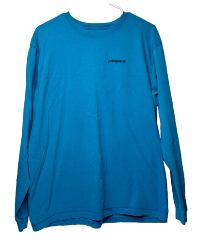 Patagonia Men Size L Blue Long Sleeve 100% Organic Cotton Shirt
