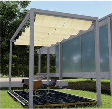 4'Wx12'L Pergola Shade Cover Retractable Canopy Awning Outdoor Shade Beige