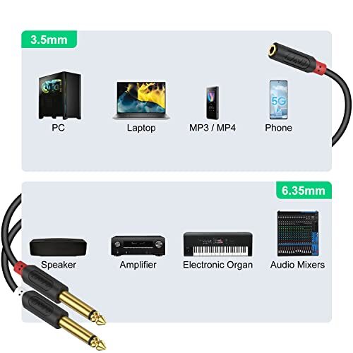 J&D Cinch Auf Klinke Adapterkabel – 3,5mm Auf 2x RCA, 0,9 Meter, Gold-Kontakte Für Klaren Sound