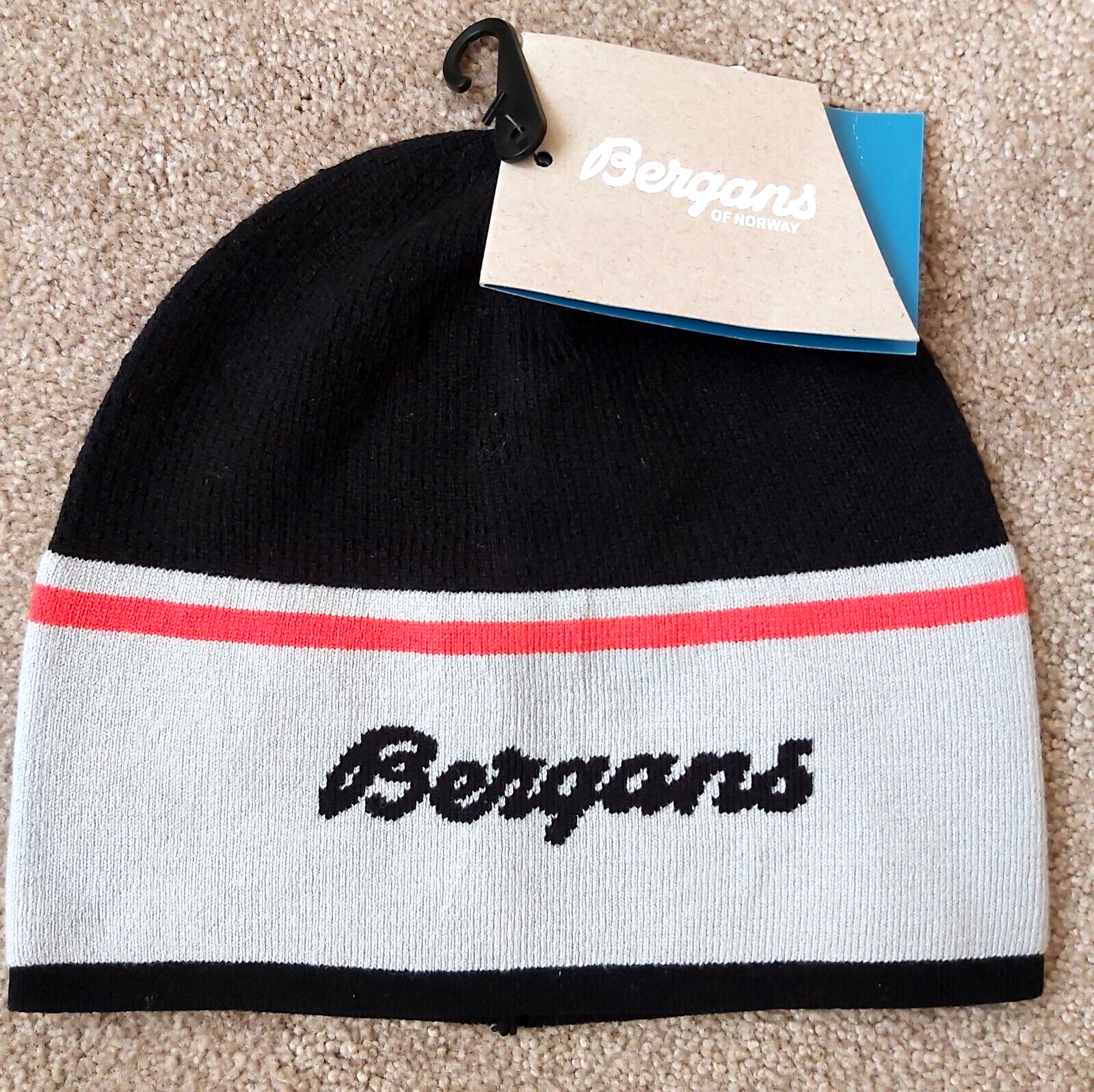 BERGANS of NORWAY 30% Merino Black / Aluminium Active BEANIE Hat  Skull Unisex