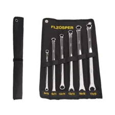 6-Piece 12 Point Offset Double Box End Wrench Polished Finish，8-19mm Metric C...