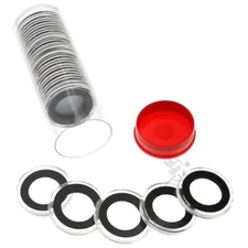 20 AirTite 22mm Black Ring 1/4oz Gold Eagle Coin Holders & Red Plug Capsule Tube