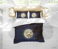 3D Night Tree Sky Moon Leaf Quilt Cover Set Duvet Cover Bedding Pillowcases 1900