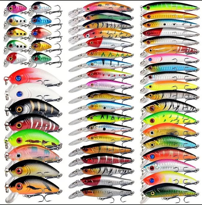 bionic fishing lures 56pcs/set Lot Mixed Bionic Fishing Lures Minnow Hard Artificial Bait  Crankbait