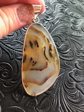 Artisan Southwest Earth Hues Montana Agate Slice Pendant 3"
