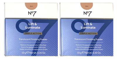 No7 Lift & Luminate Triple Action Translucent Finishing Powder, RICH - Pack of 2