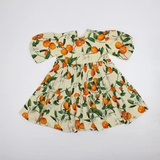 NWT Molo Kid's Girl's Multicolor Oranges  Floral A-Line Dress Size 110-116 