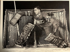 AUTOGRAPHED VERY RARE 1962-63 MONTREAL CANADIENS CESARE MANIAGO ACTION PHOTO