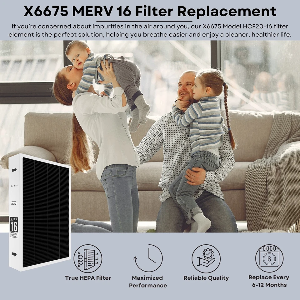 Filtro de aire de aire acondicionado/HVAC para horno Nispira MERV16 X6672 2PK Foto 2 de 4