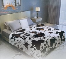 New king size super soft thick throw Blanket Cow print Black Brown White