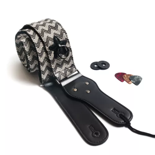 Basic Woven Guitar Strap For Bass, Electric & Acoustic Guitar with Strap Locks