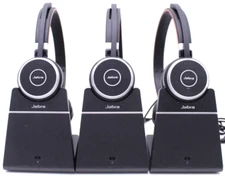 Lot of 3 Jabra Evolve 65 Wireless Headset Stereo w/ Charging Stand