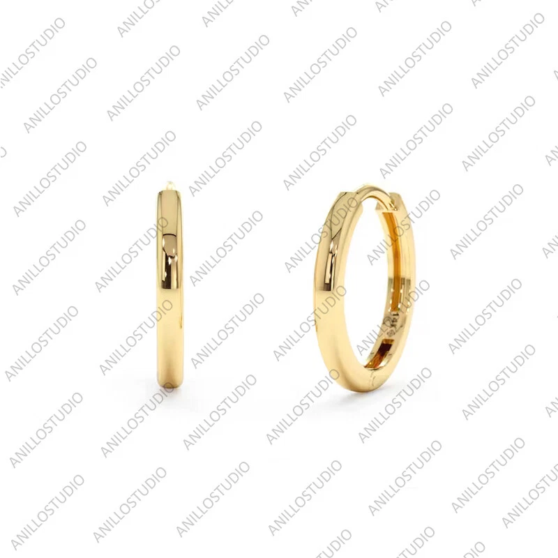 Natural Diamond 14k Yellow Gold Hoop Engagement Earrings - Image 4 of 4