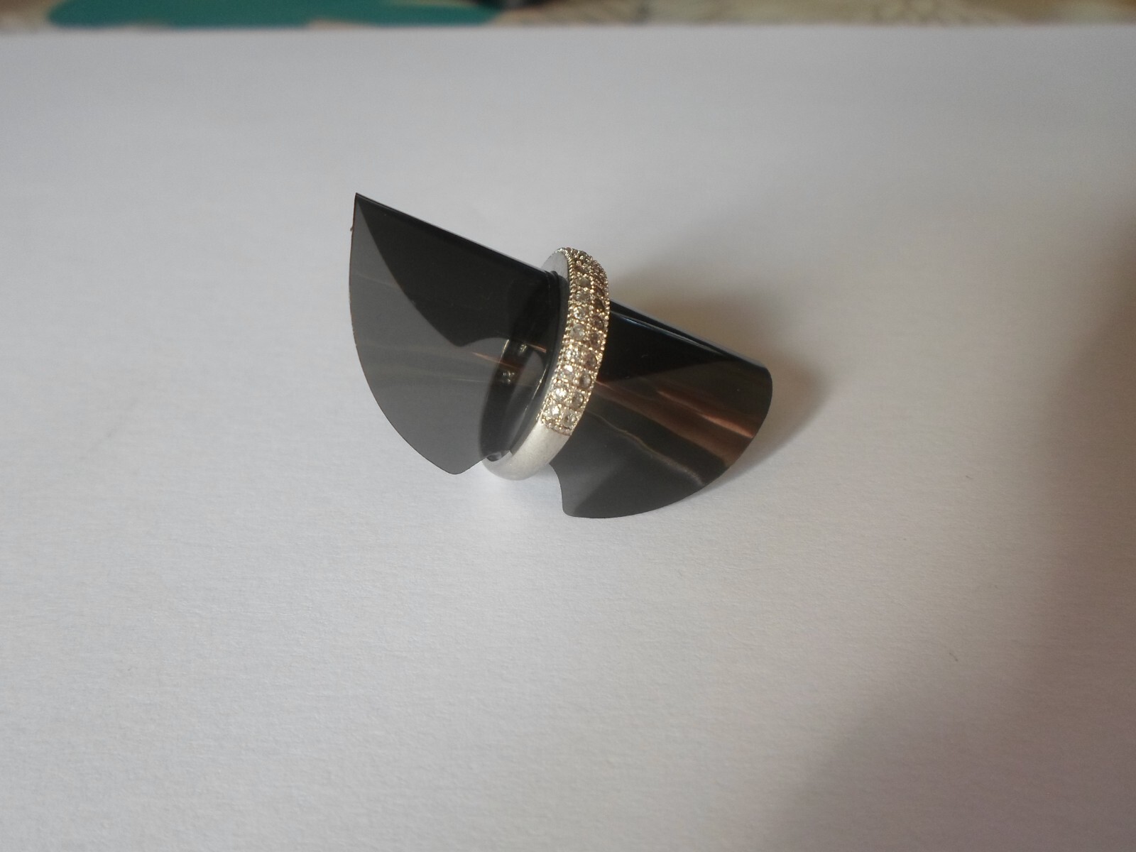 solid silver ring, double rows zirconium, size 52 - image 6