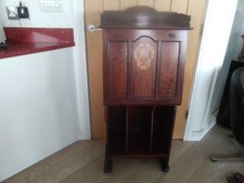 ANTIQUE EDWARDIAN MAHOGANY MUSIC CABINET.FALLFRONT.LION MASK HANDLES RESTORATION