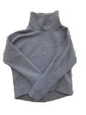 Girls Zella Ribbed Pullover Sweater Gray L 10/12 