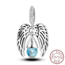 MULA 925 Sterling Silver DIY Charm Blue AAA CZ Guarding Wings For Women Bracelet
