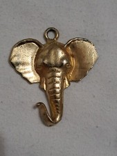 Gold-tone 2" Elephant Head Trunk Up Pendant