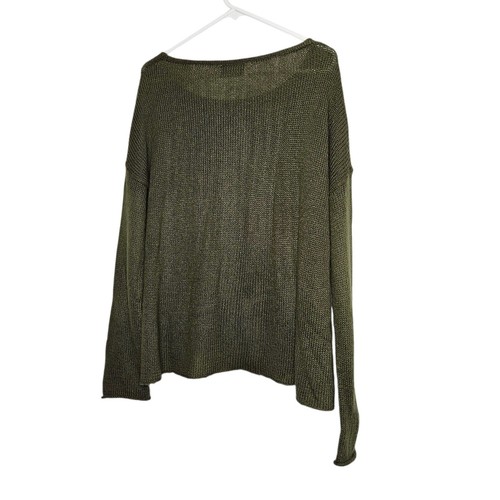 Maglione maglia navi legno verde oliva oversize pullover accogliente S/M lana mohair - Foto 2 di 10