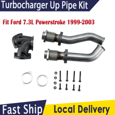#ad 304SS Exhaust Up Pipes amp; Gaskets Fits Ford 7.3L Powerstroke 1999 2000 2001 2003 $95.99