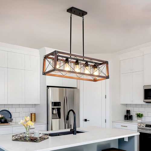 Rustic Hanging Lights Fixture Farmhouse Chandeliers for Dining Room Kitchen Isla - Picture 6 of 8
