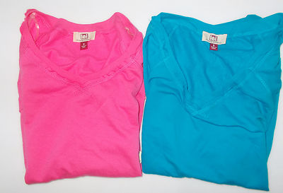 L.E.I. Womens Junior Size Shirts 3/4 Sleeves Pink or Blue Size Small 3-5 NWT