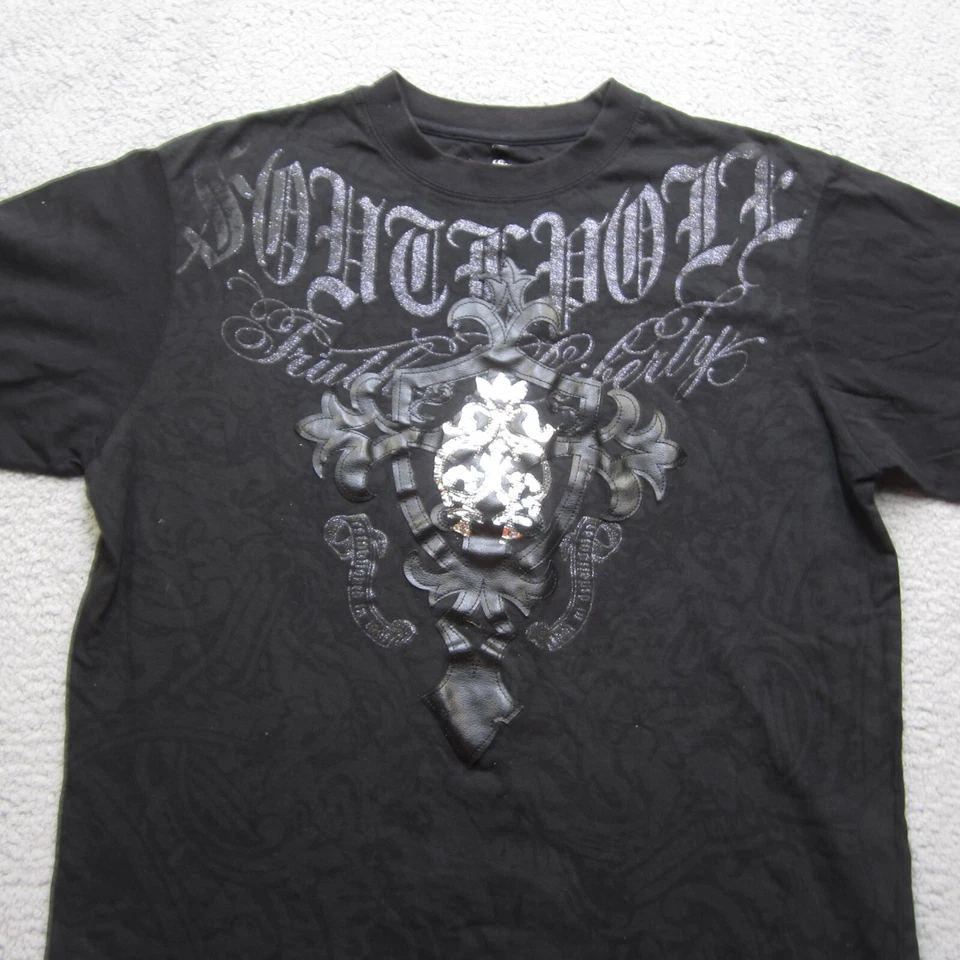 Camisa Southpole Para Hombres L Negra Suelta Grunge Spellout Ropa de Calle Años 90 Y2K Foto 4 de 4