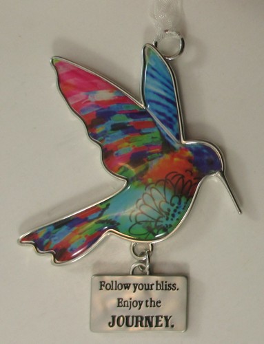 T4 Follow your Bliss enjoy the journey HUMMINGBIRD A GARDEN OF WISHES Ornament - Picture 3 of 3