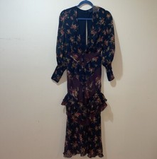 Womens New ASOS Design Mixed Floral Plunge Front Button Front Midi Dress With Lo