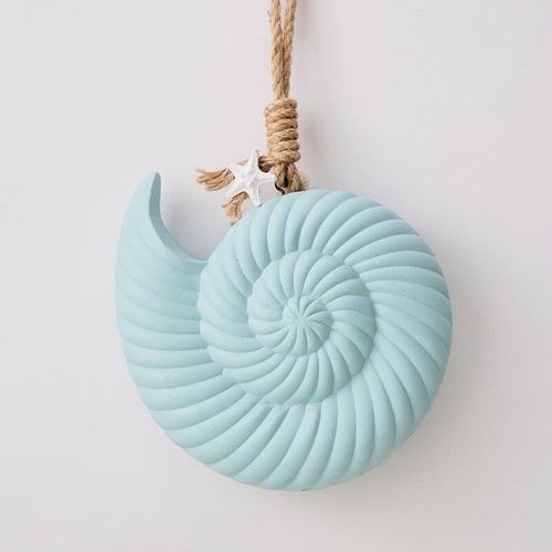 Mediterranean Wooden Conch Hanging Ornament for Home Wall Decor Beach Bar Theme - Picture 2 of 10