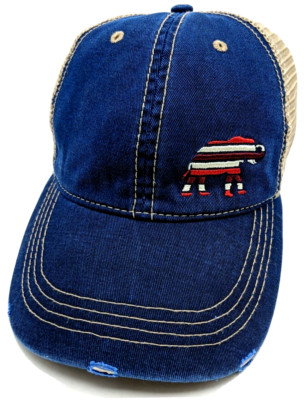 ELEPHANT / ACE USA brand hat distressed-style blue adjustable snapback cap