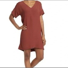 Madewell Red Rust V-Neck Cap Sleeve Lightweight Women's Pocket Dress | Size XS