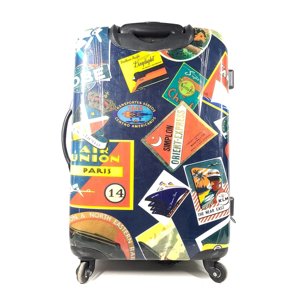 Atlantic 26" Equipaje Carcasa Rígida Spinner Retro Viaje Adhesivo Impresión Ampliable Foto 3 de 4