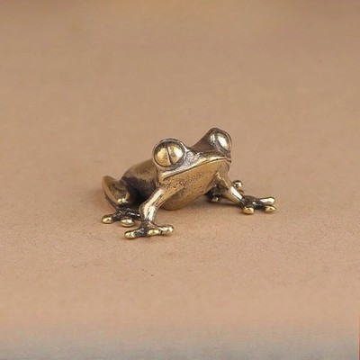 Retro Brass Mini Frog Miniatures Figurines Vintage Animal Figurine Toad Desktop