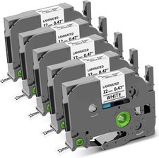 5PK TZe-231 TZ-231 For Brother P-Touch White Label Tape 12mm 0.47 1/2" Laminated