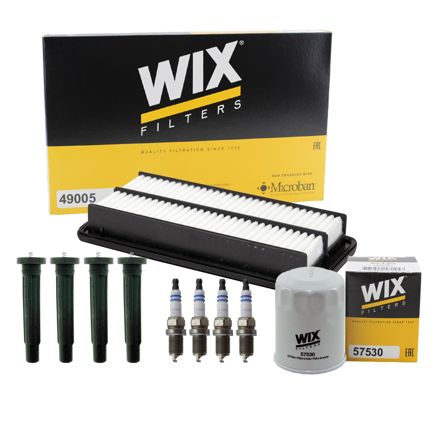 Wix Tune Up Kit Bosch 4 Spark Plugs  NGK Boots Kit for Suzuki SX4 2.4 L4 DOHC