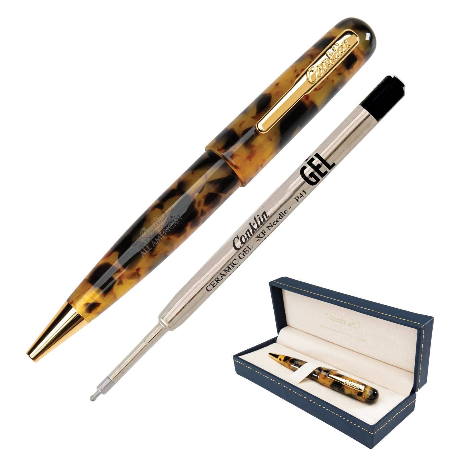 All American Gel Pen Tortoiseshell | Luxury Gel Pen with Refillable Ink | Smo...
