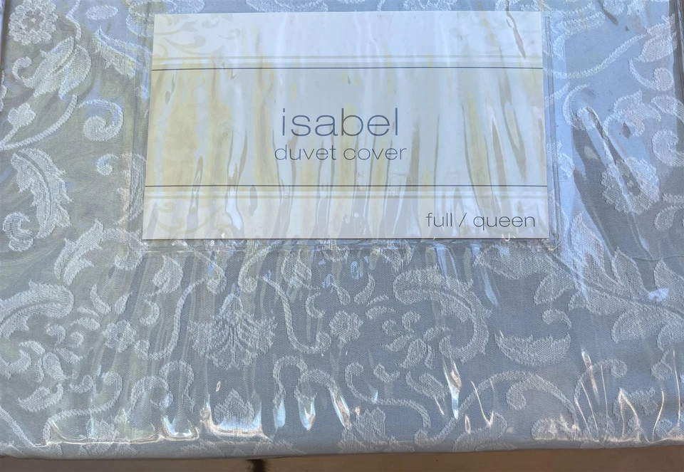 Isabel Seafoam Damask Luxe Full/Queen 7pc Set ~ Duvet Cover, 3 Shams, 3 Pillows - Image 3 of 4