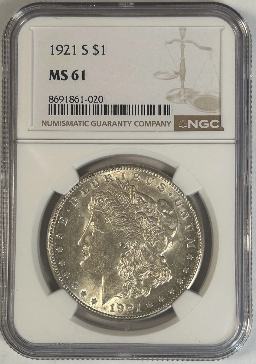 【希少】1921　PCGS　MS61　Morgan $1  モルガンダラー Q9 MS 61 Graded 1921 Year Morgan US Dollars (1878-1921) for sale | eBay