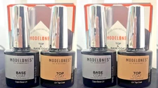 2x modelones Gel Top Coat and Base Coat Set Gel Nail Polish No Wipe Gel Base