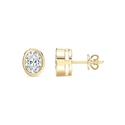 Ohrringe 2,00 ct ovale im Labor gezüchtete Diamanten 14 Karat Gelbgold