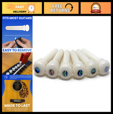 Unslotted Pure Bone Bridge Pins with Abalone Dot Inlay for Acoustic Guitar 6/12