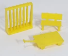 Vintage Yellow Toy Accessory Lot Marx Navarone Rifle Storage, Bench, Cart