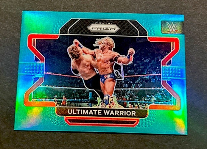 2022 PRIZM WWE ULTIMATE WARRIOR TEAL PRIZM REFRACTOR SP #’d 12/49!